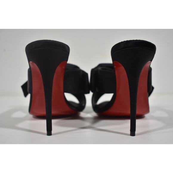 Christian Louboutin Matricia 100 Black Satin Bow Backless Sandal Heel Pump 36 - Picture 11 of 12
